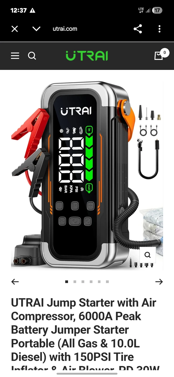 UTRAI 6000A Jump Starter with Air Compressor