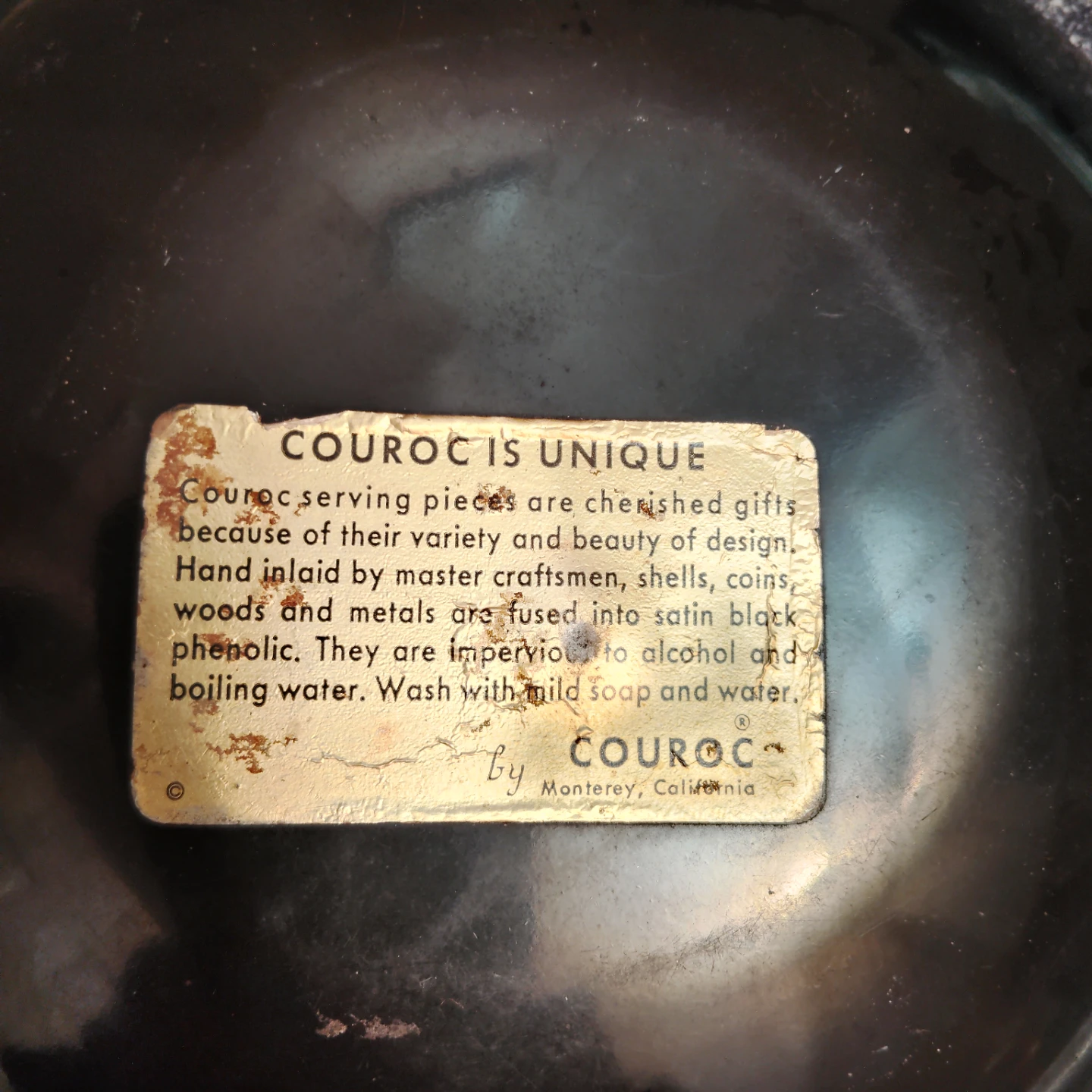 Couroc of Monterey Black Phenolic Rose Serving Bowl - photo 4