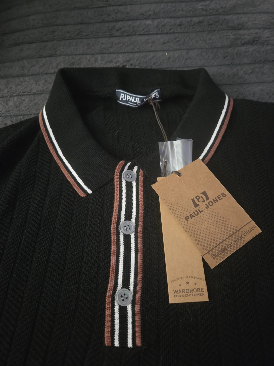 Paul Jones Black Knit Polo Shirt - photo 2