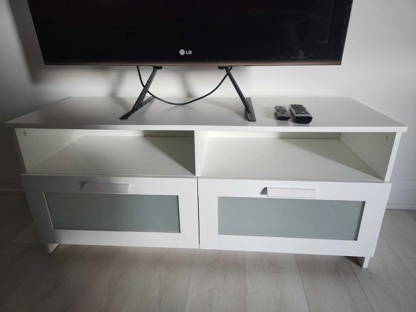 White IKEA TV Stand with Drawers