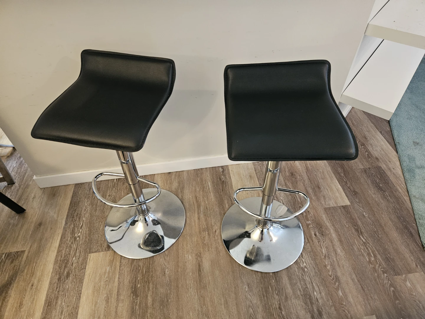 Set of Two Adjustable Black Bar Stools - photo 2