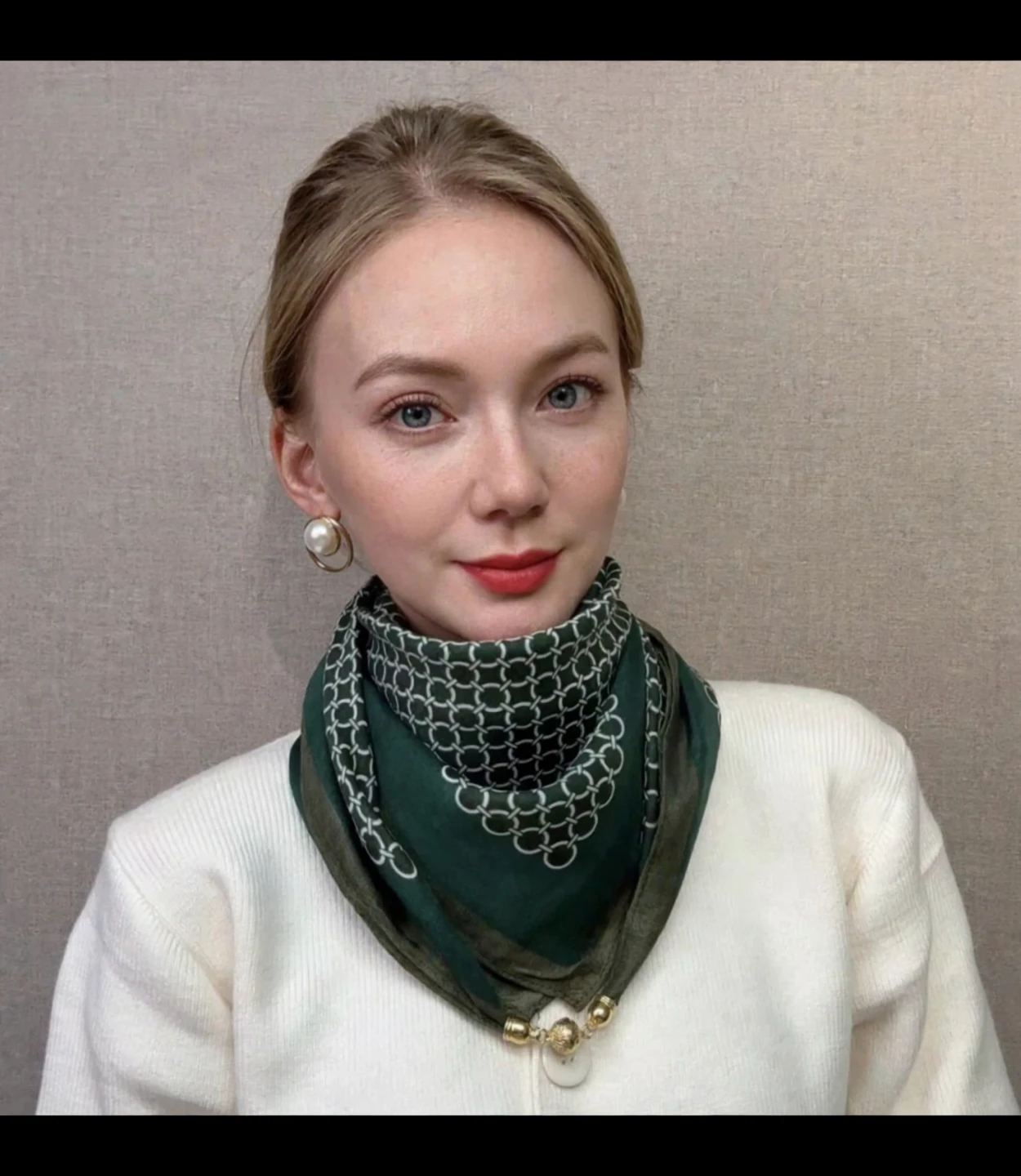 cotton linen scarf with magnetic buckle, styles as in pictures - photo 3