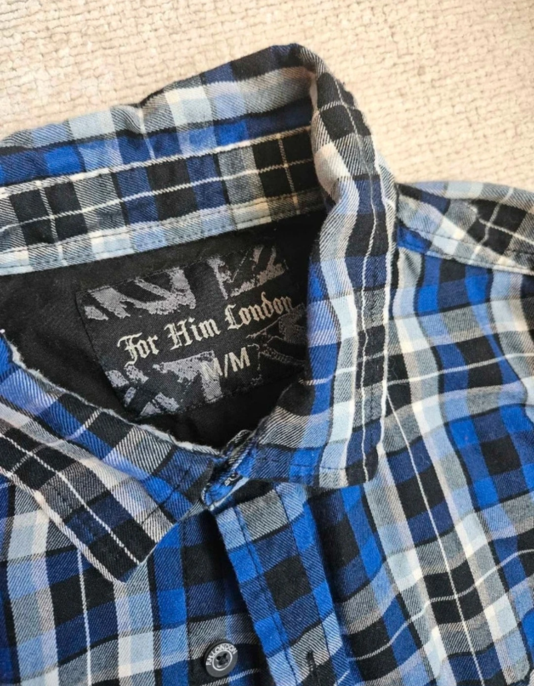 New Men's Blue Plaid Long Sleeve Button Up Shirt - photo 2
