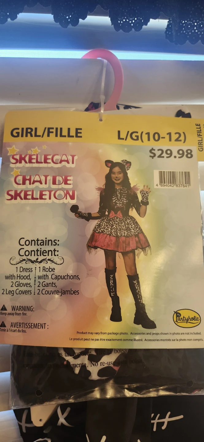 Skelecat Costume Size L (10-12)