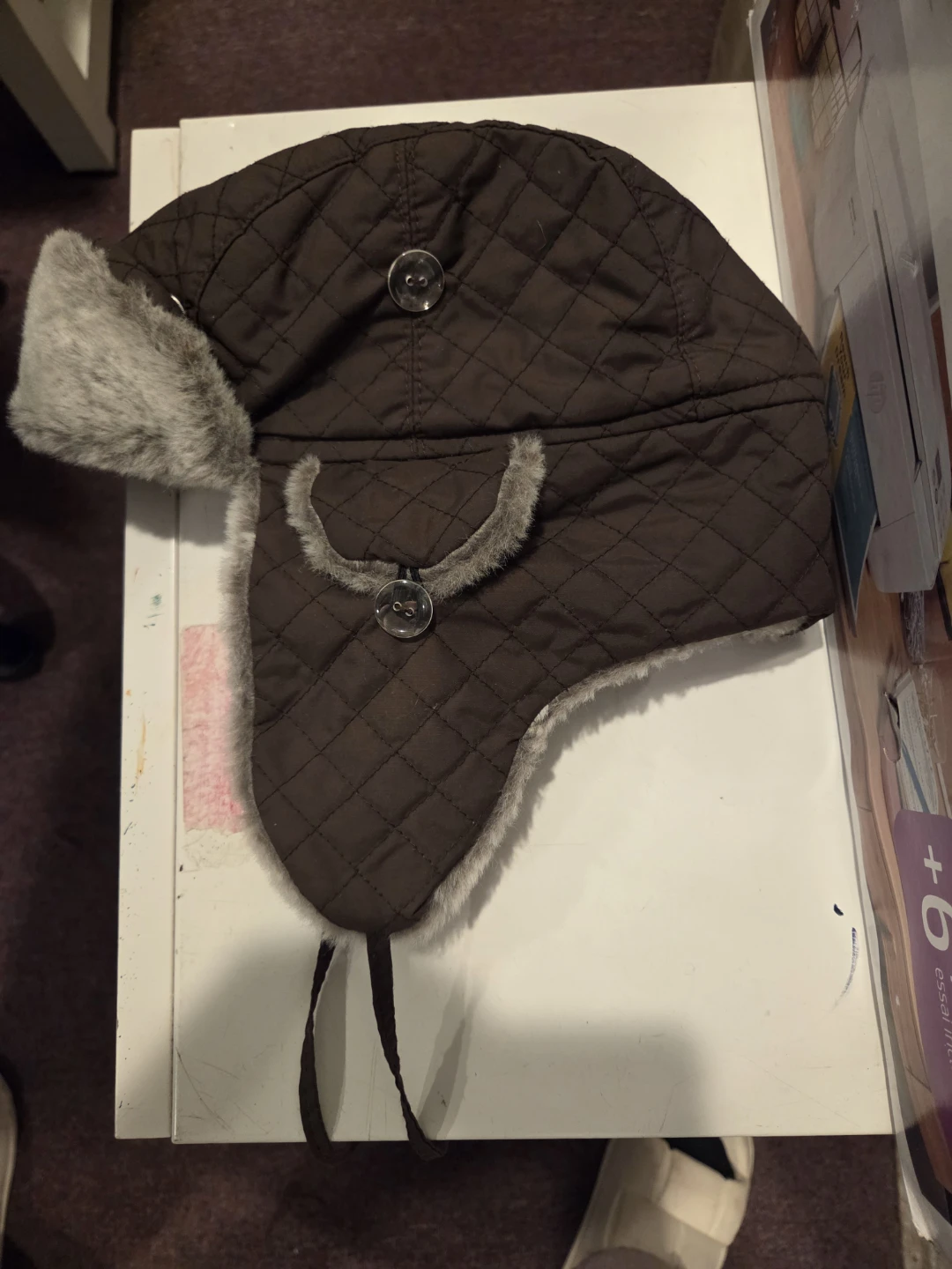 Quilted Trapper Hat Brown - photo 5