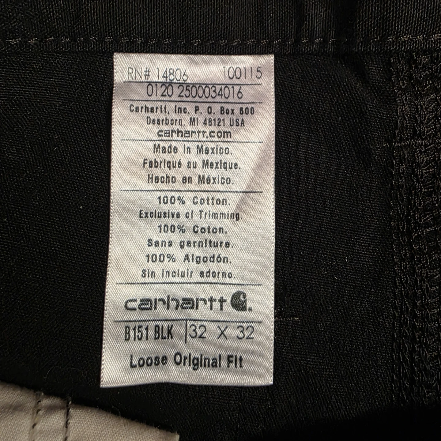Carhartt B151 Loose Original Fit Work Pants Black 32 x 32 - photo 4