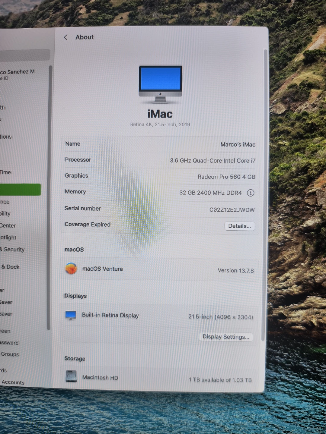 Imac 21.5" 2019 4k   , 1TB SSD, 32gb memory, Graphics 4gb - photo 2