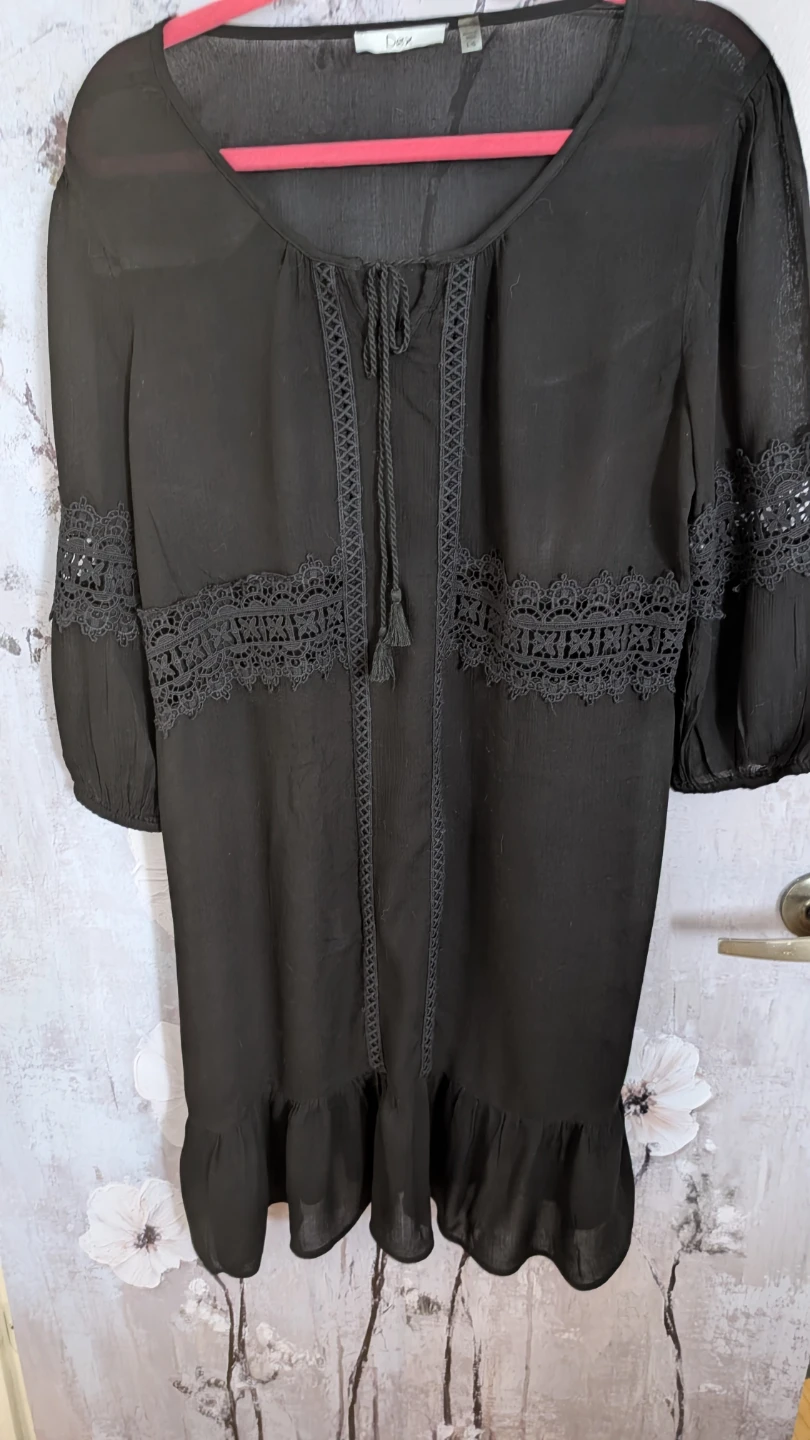Dex Black Lace Detail Tunic - Size Large