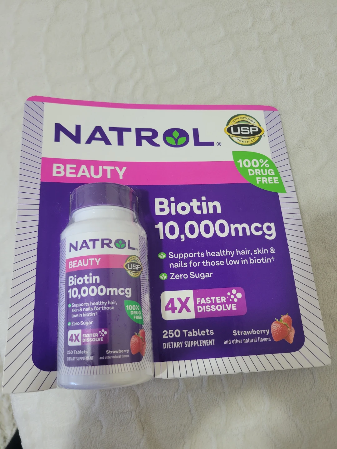 Natrol Biotin 10,000mcg 250 Tablets Strawberry