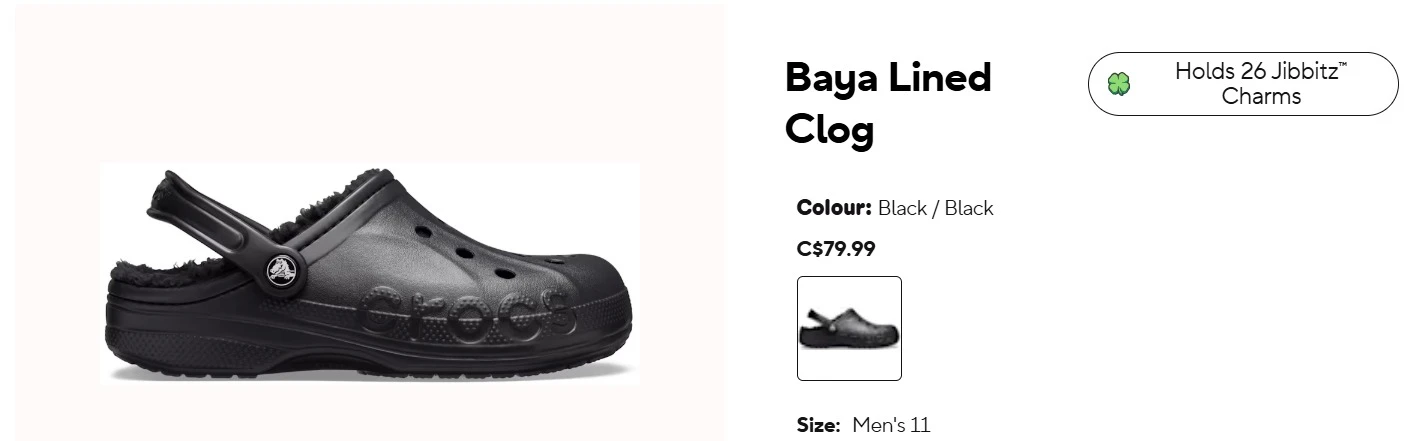 Crocs Baya Lined Clog Black Men's 11
