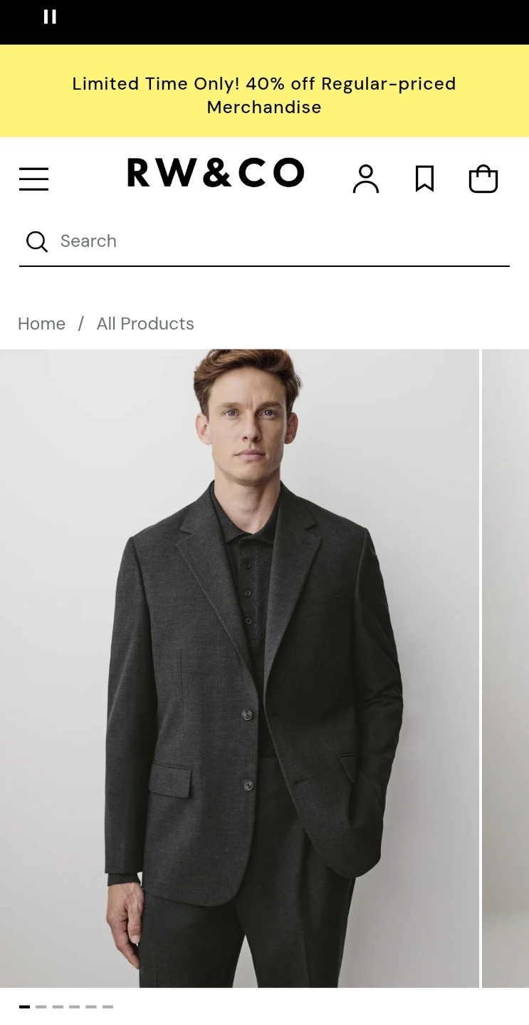 RW&CO Tailored Fit Dark Grey Suit with Pants