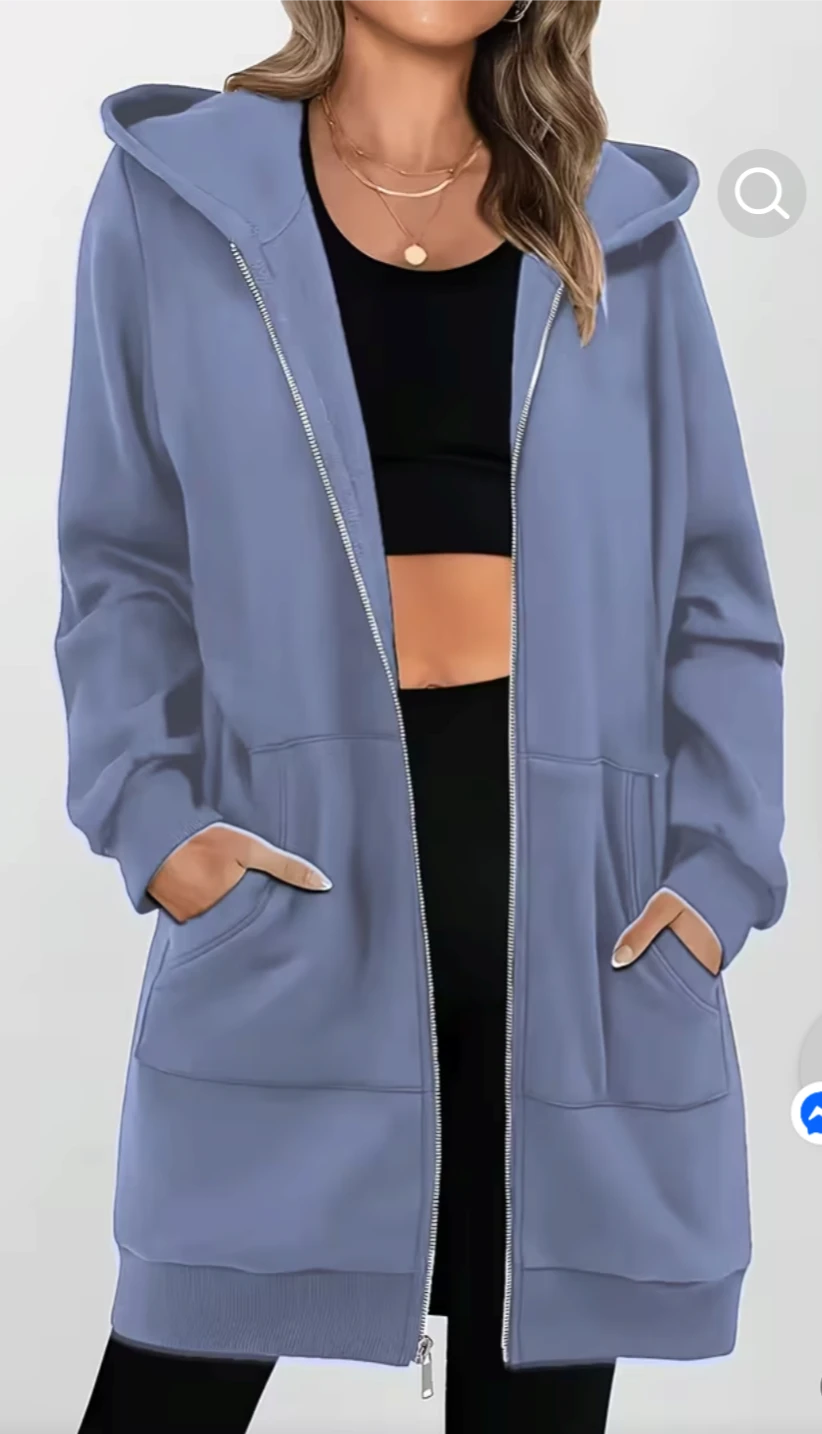 Blue zip-up hooded sweatshirt - photo 2