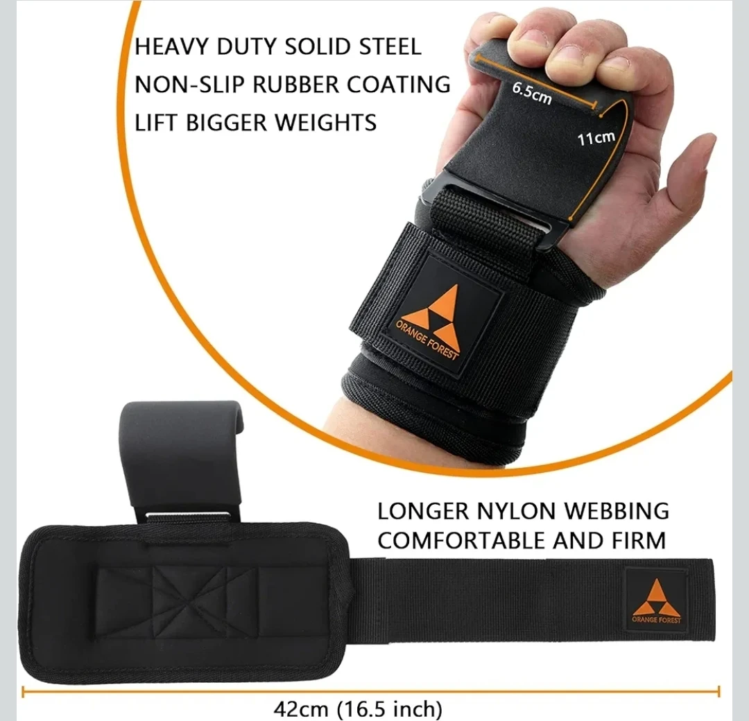 Wrist Hooks Wrist Straps Hand Grip Powerlifting Pull Up Gym - photo 3
