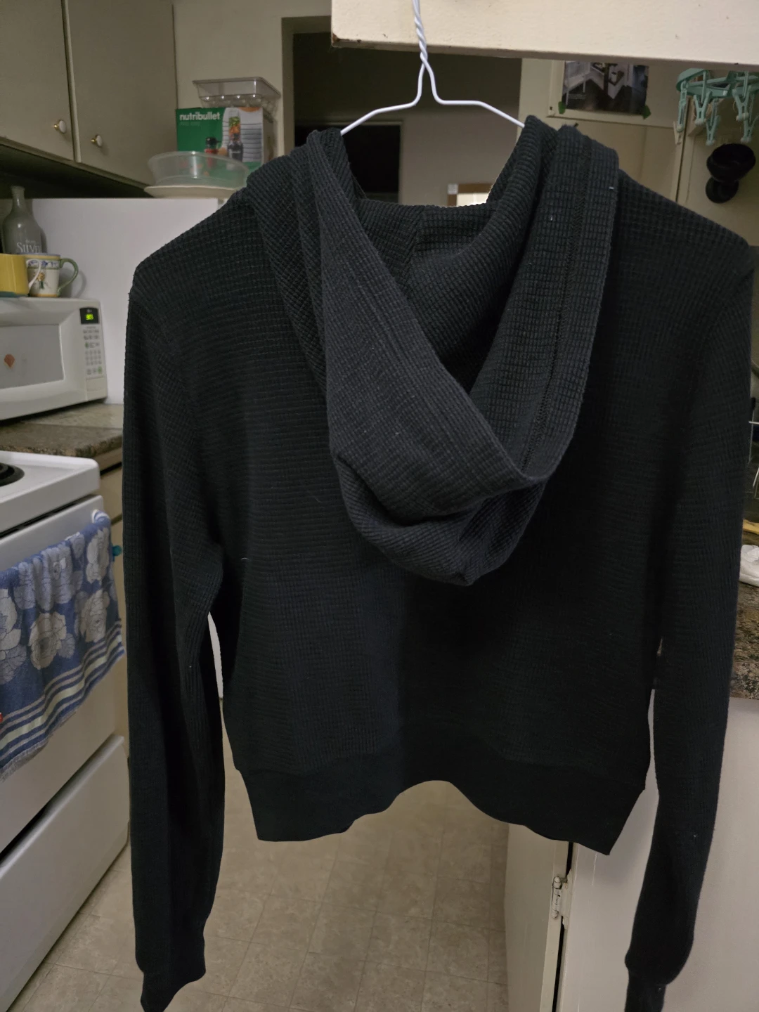 Tna Black Waffle Knit Zip-Up Hoodie - photo 2