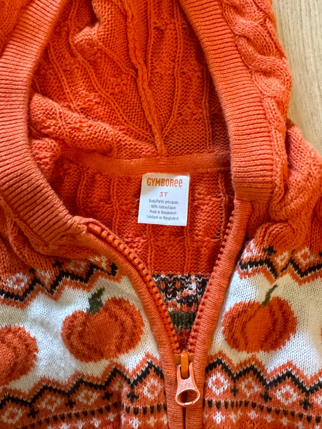 Gymboree Pumpkin Cable Knit Hoodie - photo 2