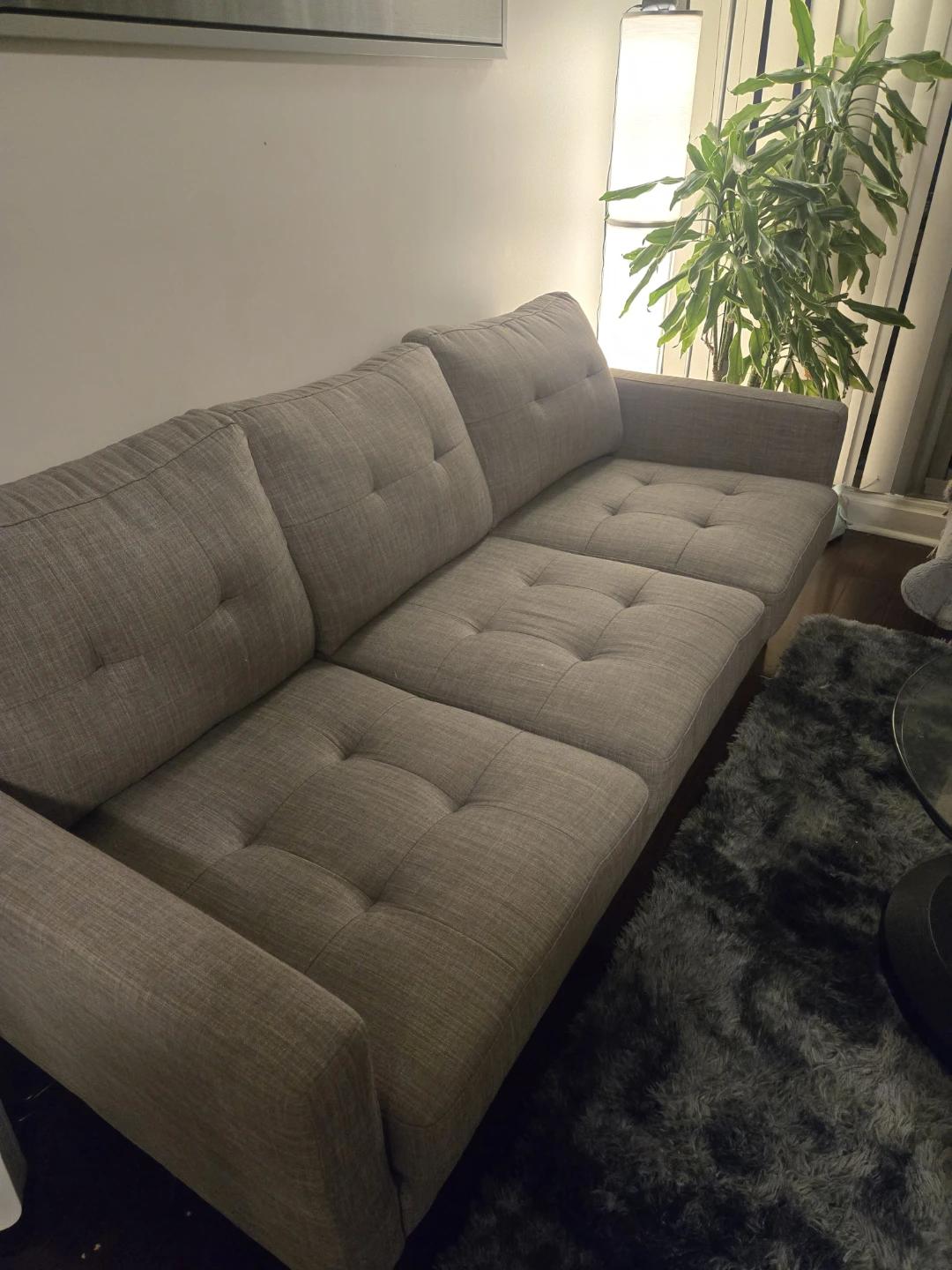 Structube Modern Grey Three-Seater Sofa couch - photo 2