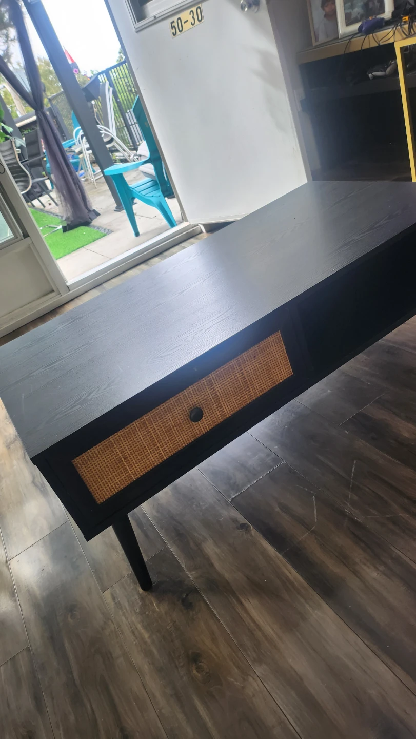 Black Coffee Table with Rattan Detail - photo 5
