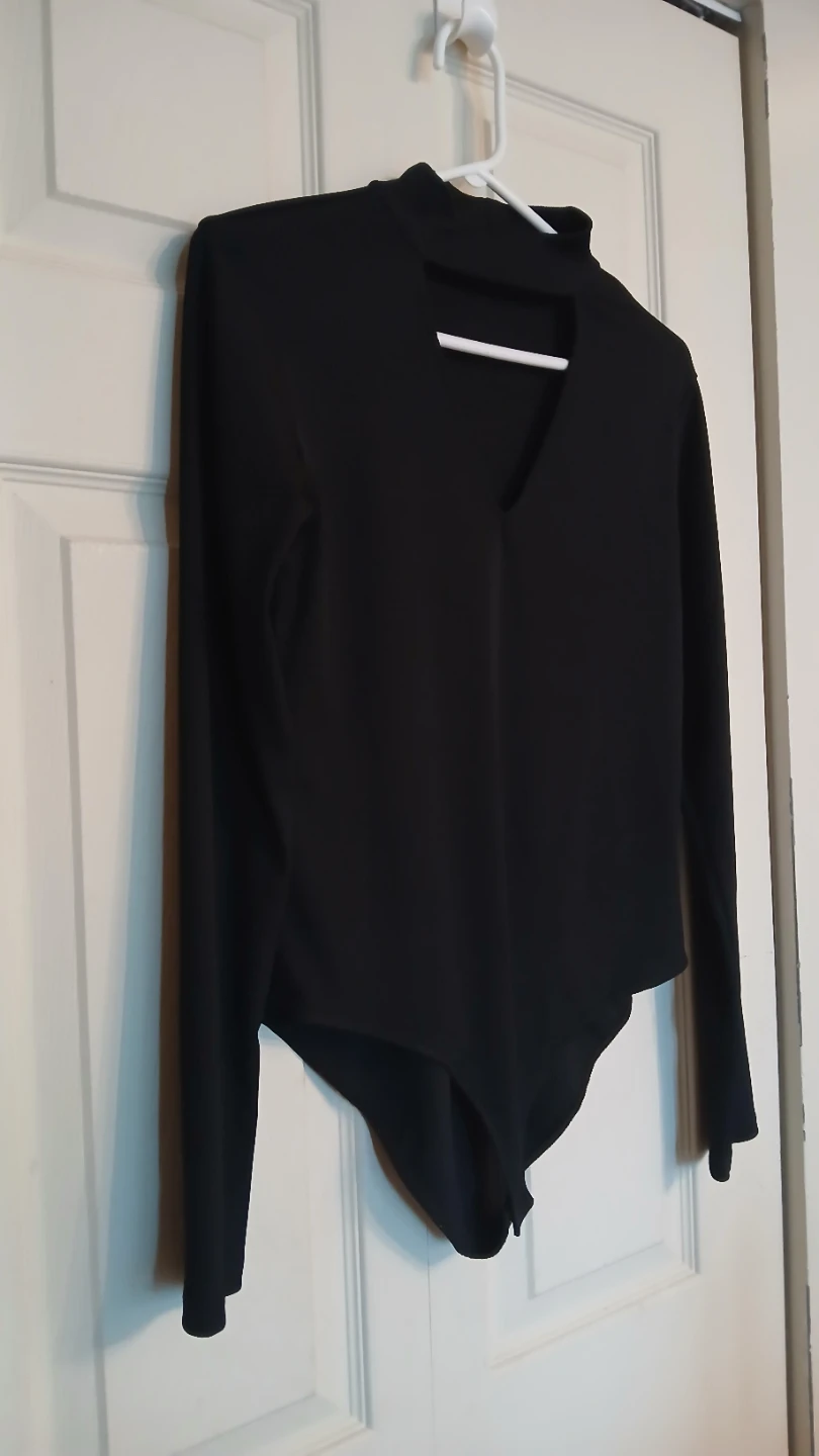 Zara v neck choker bodysuit black long sleeve size M - photo 2