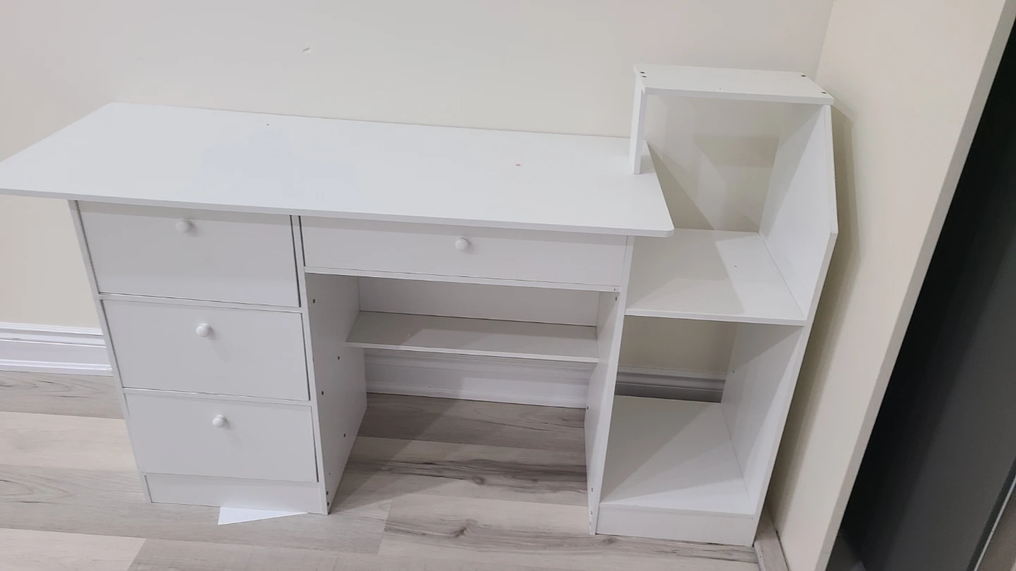 White Computer Desk with Storage