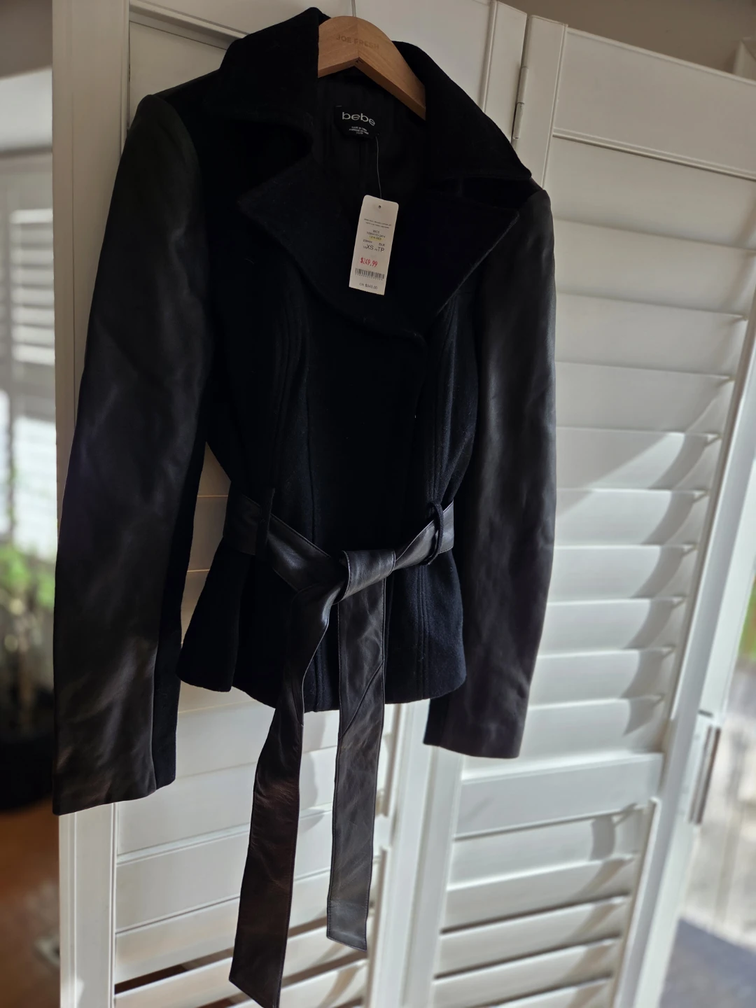 bebe Wool and Leather Jacket Black - photo 3