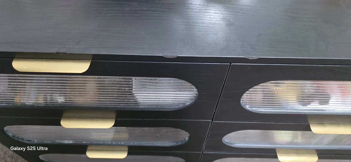 Black 6-Drawer Dresser with Fluted Glass - photo 2