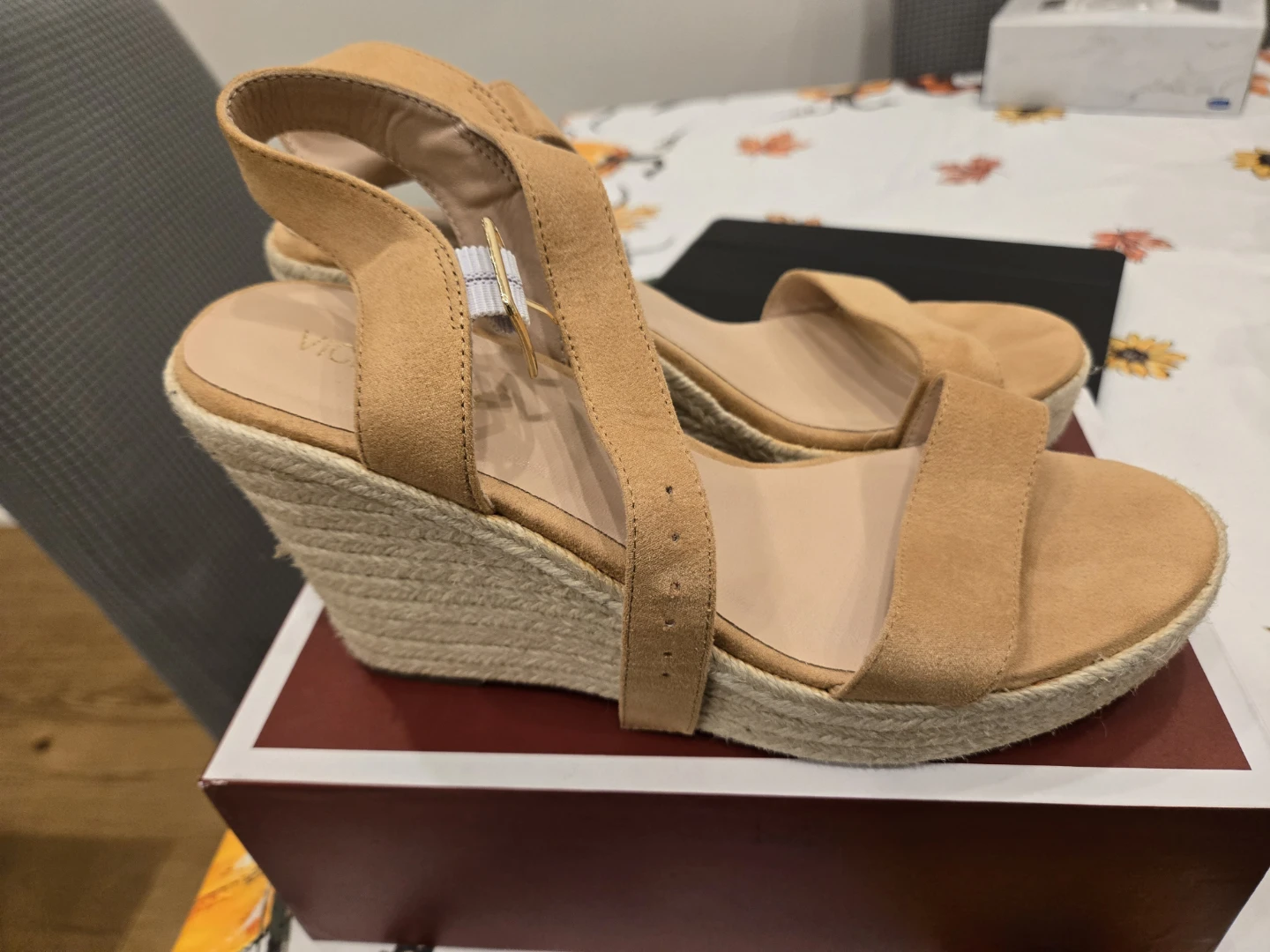 Tan Espadrille Wedge Sandals