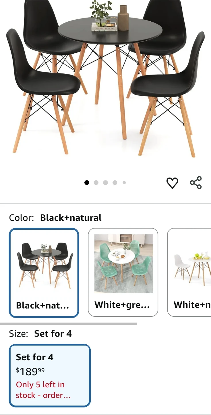 Black Round Dining Table with 4 chairs