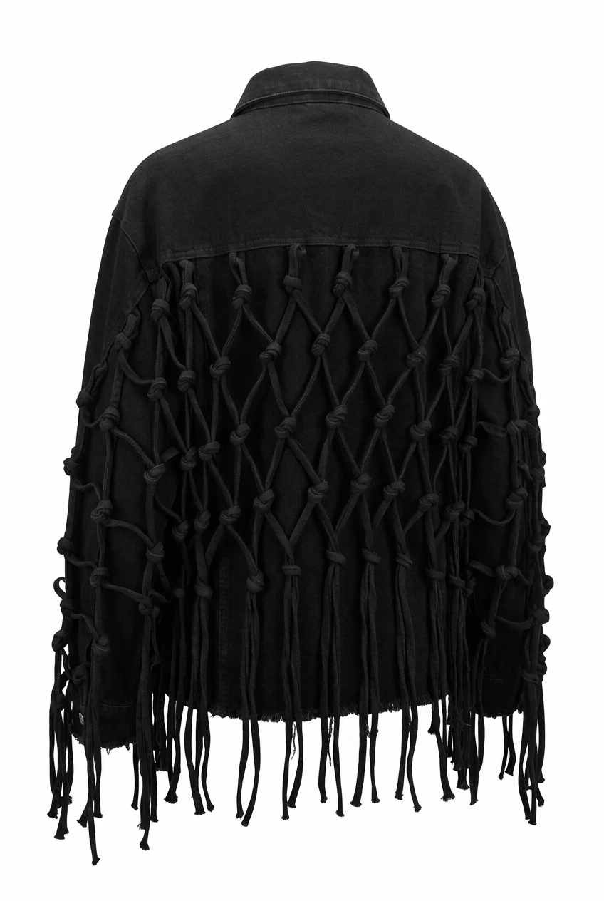 Thrill Black Fringe Denim Jacket - photo 3