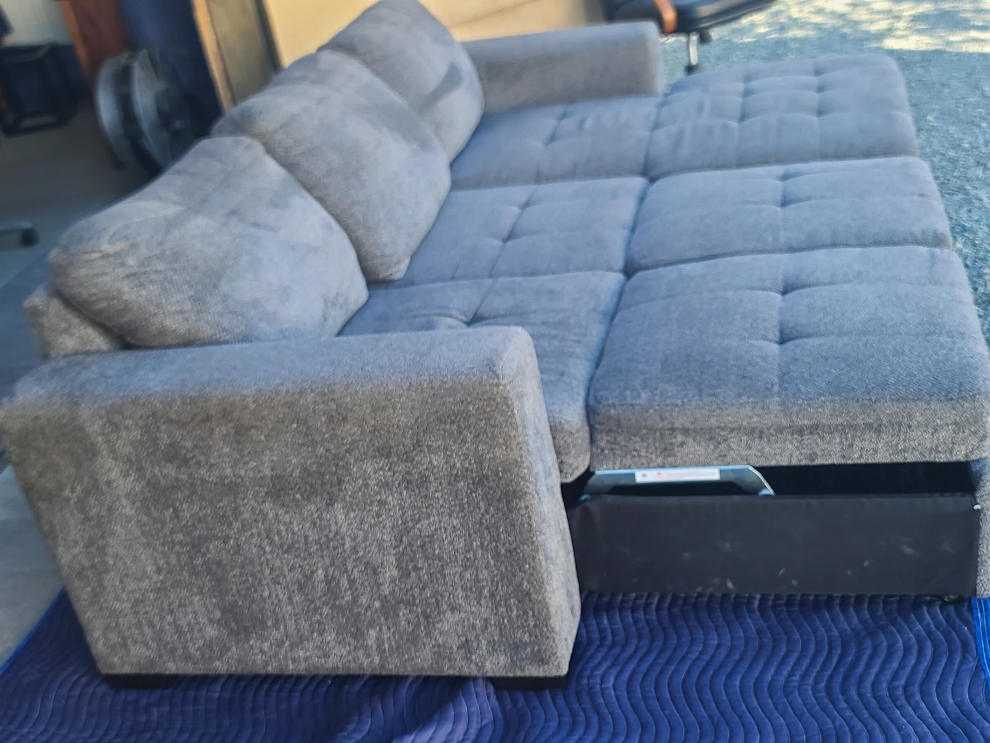 Grey Fabric Sectional Sofa Bed with Storage - photo 4
