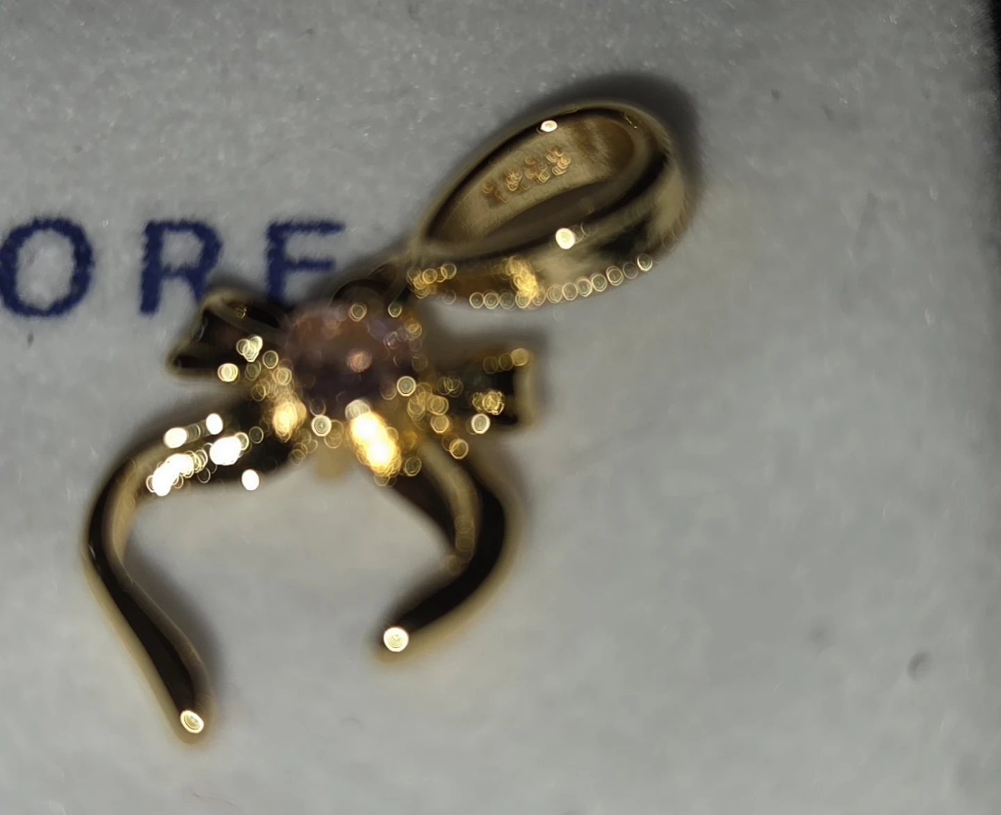 925 Gold-tone Bow Pendant with Pink Heart Stone - photo 2