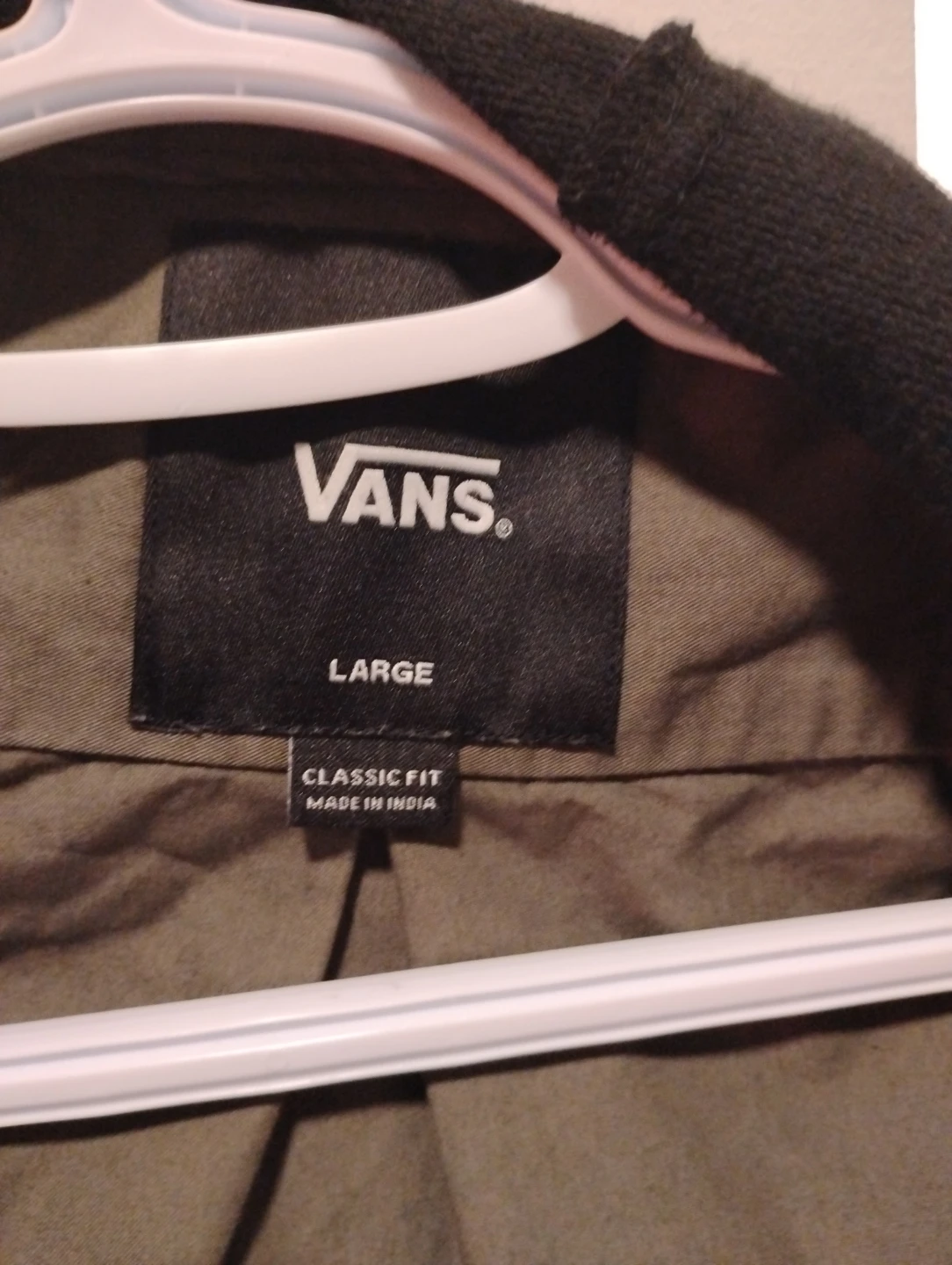 Vans olive green jacket with hoodie, size Large - photo 2