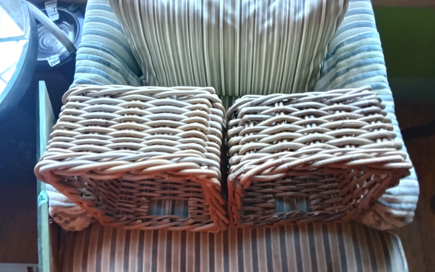 2 IKEA BYHOLMA Gray Woven Rattan Storage Baskets - photo 4