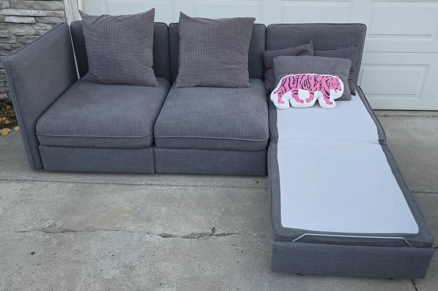 IKEA VALLENTUNA 3-Seat Modular Sleeper Sofa in grey. Like New!