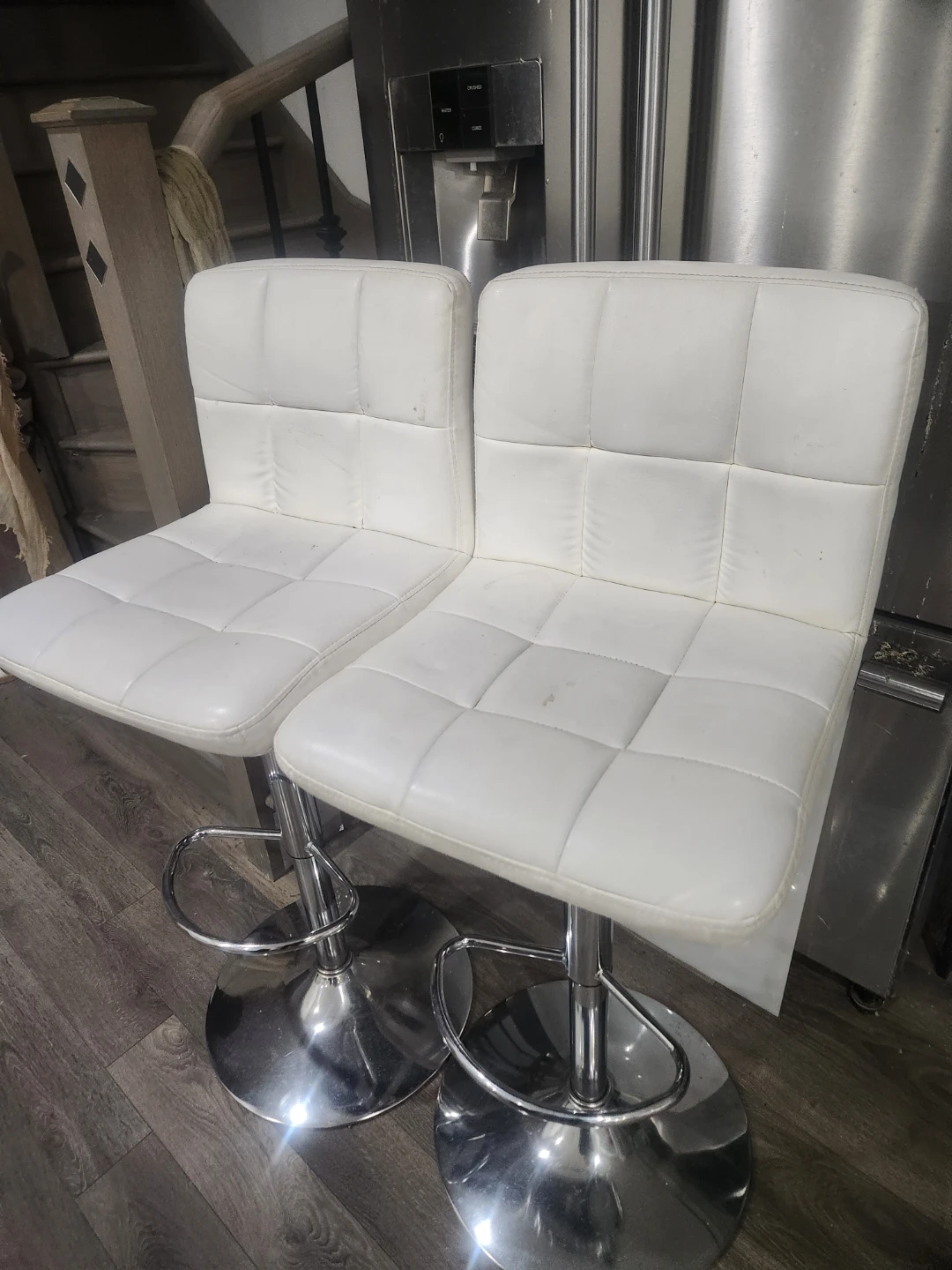 Two White Adjustable Bar Stools - photo 2