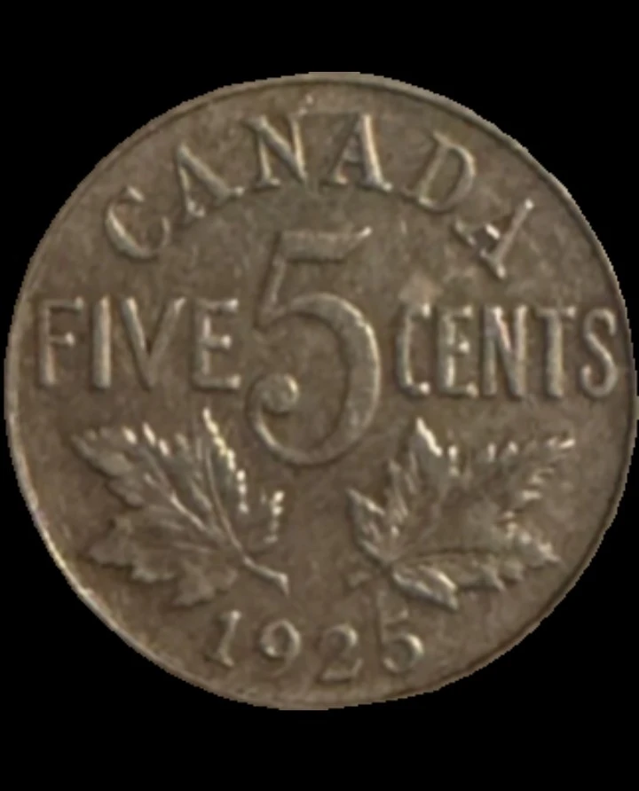 1925 Canadian Five Cents Coin - photo 2