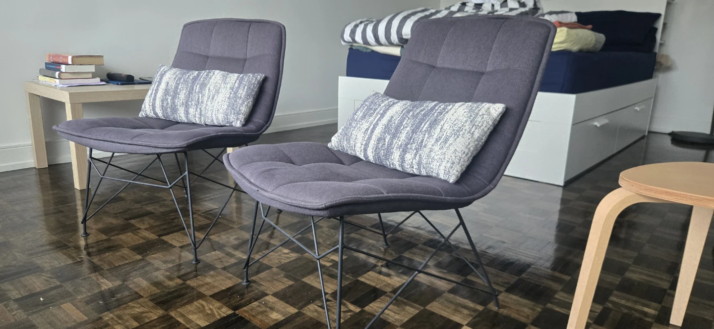 Pair of Grey Fabric Accent Chairs