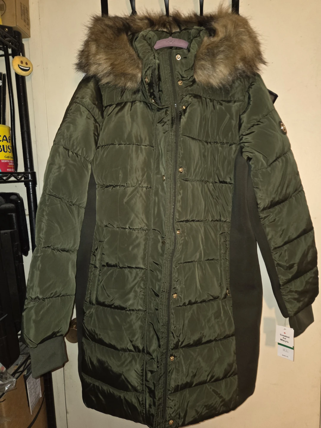 MICHAEL By Michael Kors Faux-Fur-Trim Puffer Coat in a Ladies L