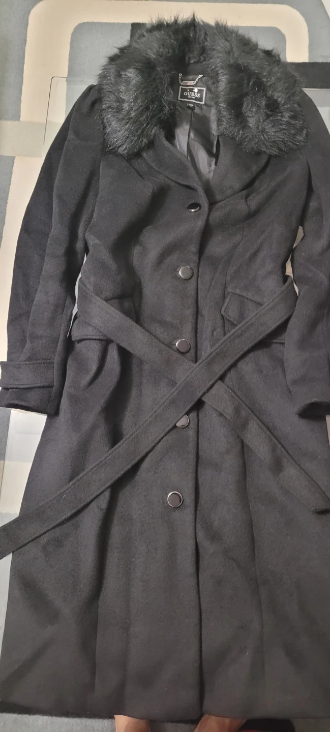 GUESS Black Coat with Faux Fur Collar - photo 4