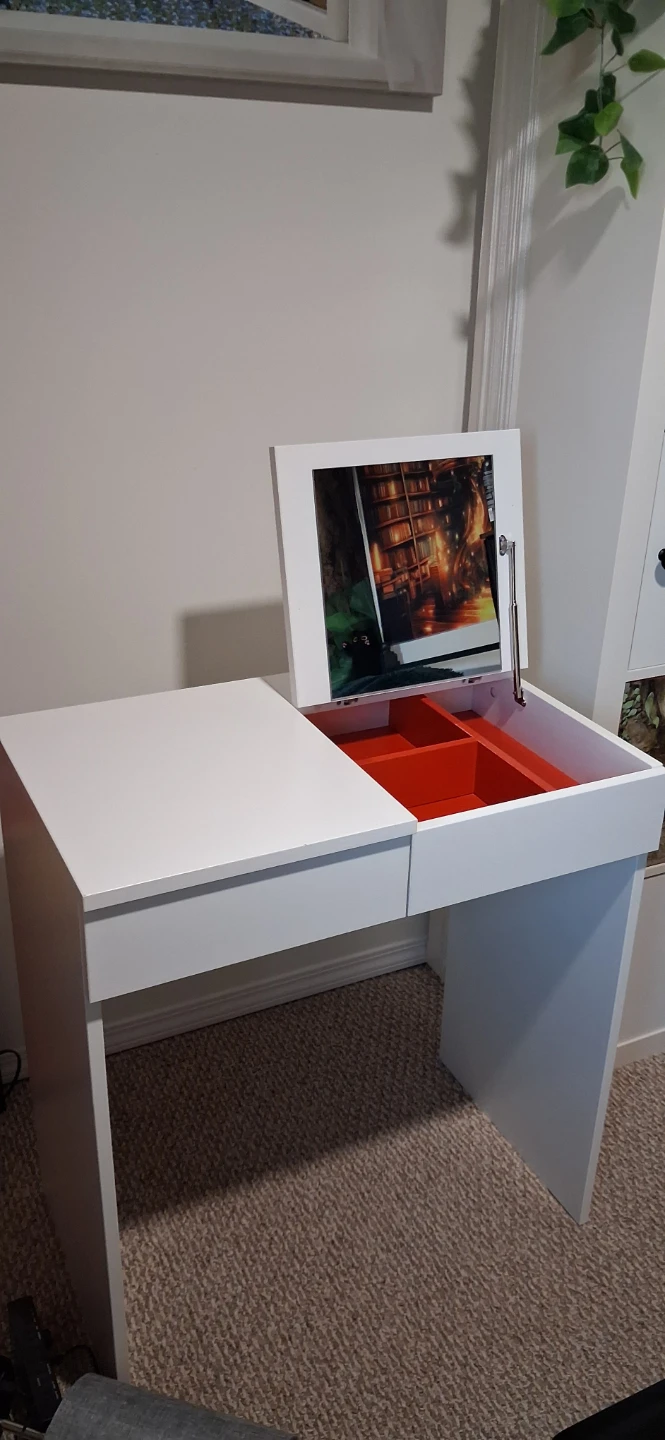 Ikea White Vanity Table with Flip Top Mirror - photo 5