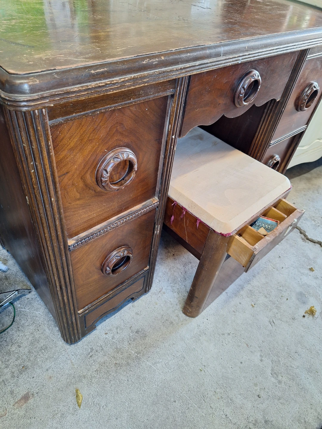 Vintage Wooden Vanity with Mirror - photo 4