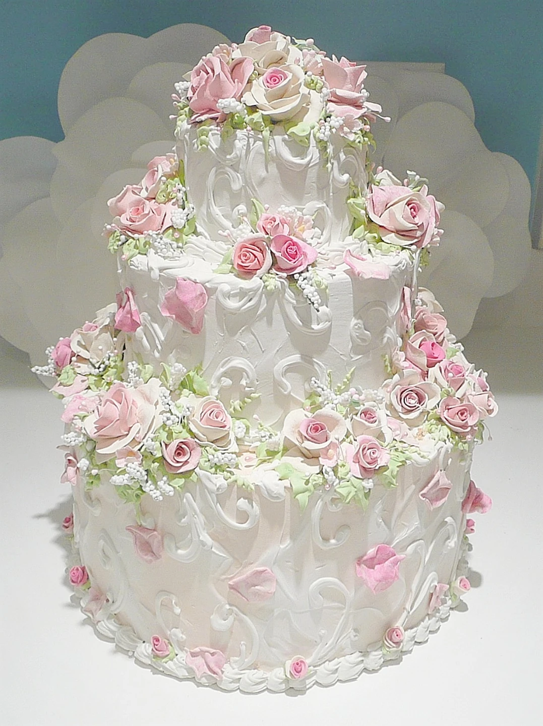Beautiful handmade 3 tier Rose Faux Cake decoration.