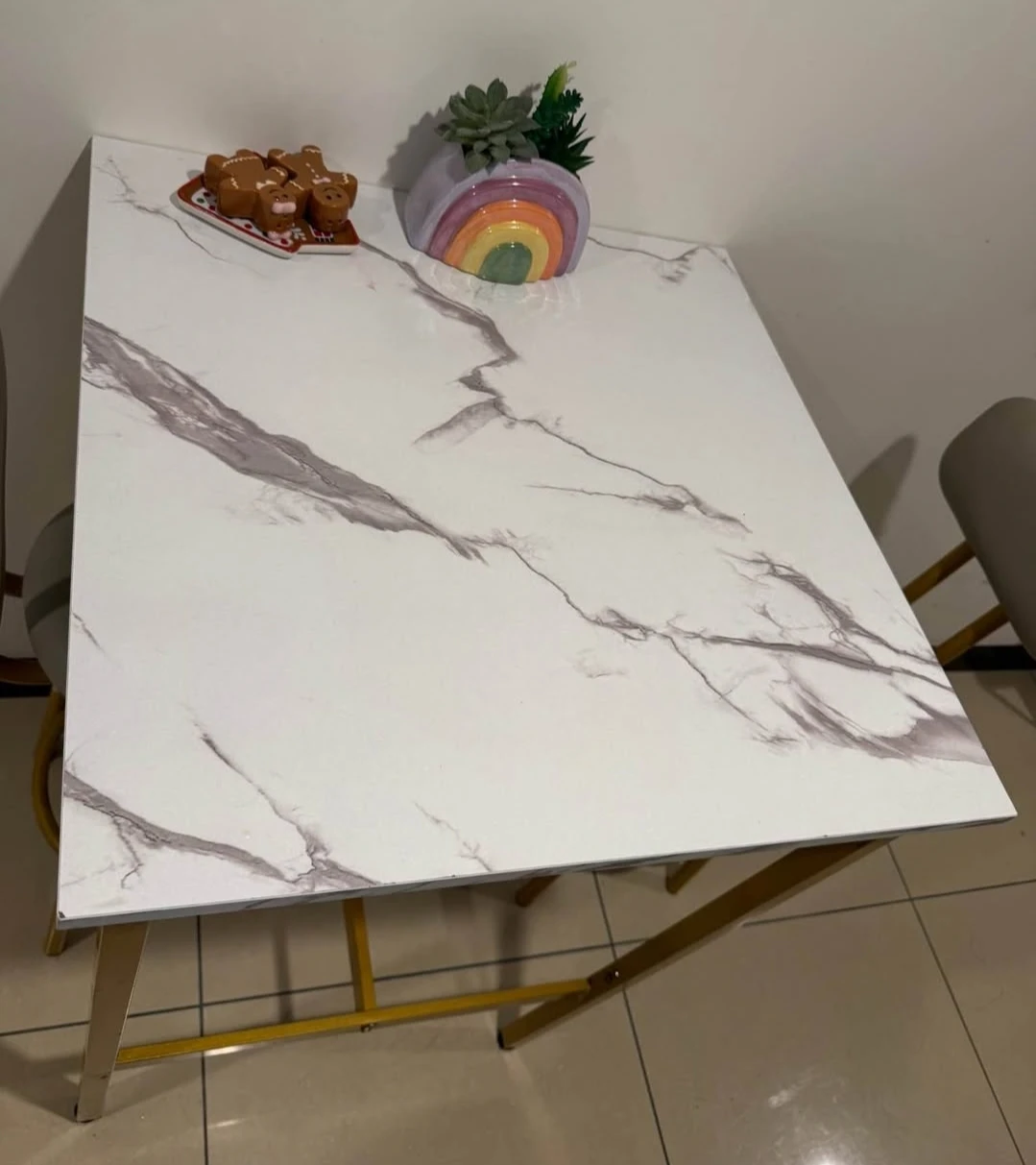 Marble-Look Pub Table with Two Bar Stools - photo 2