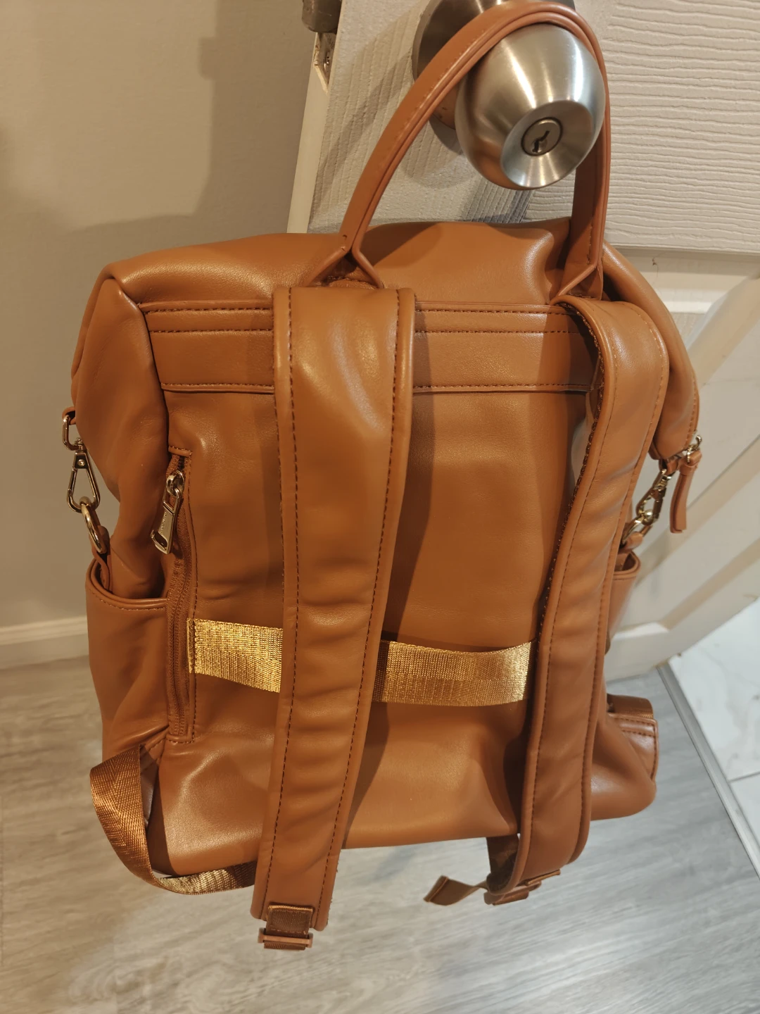 MISSNINE Brown Faux Leather Backpack - photo 4