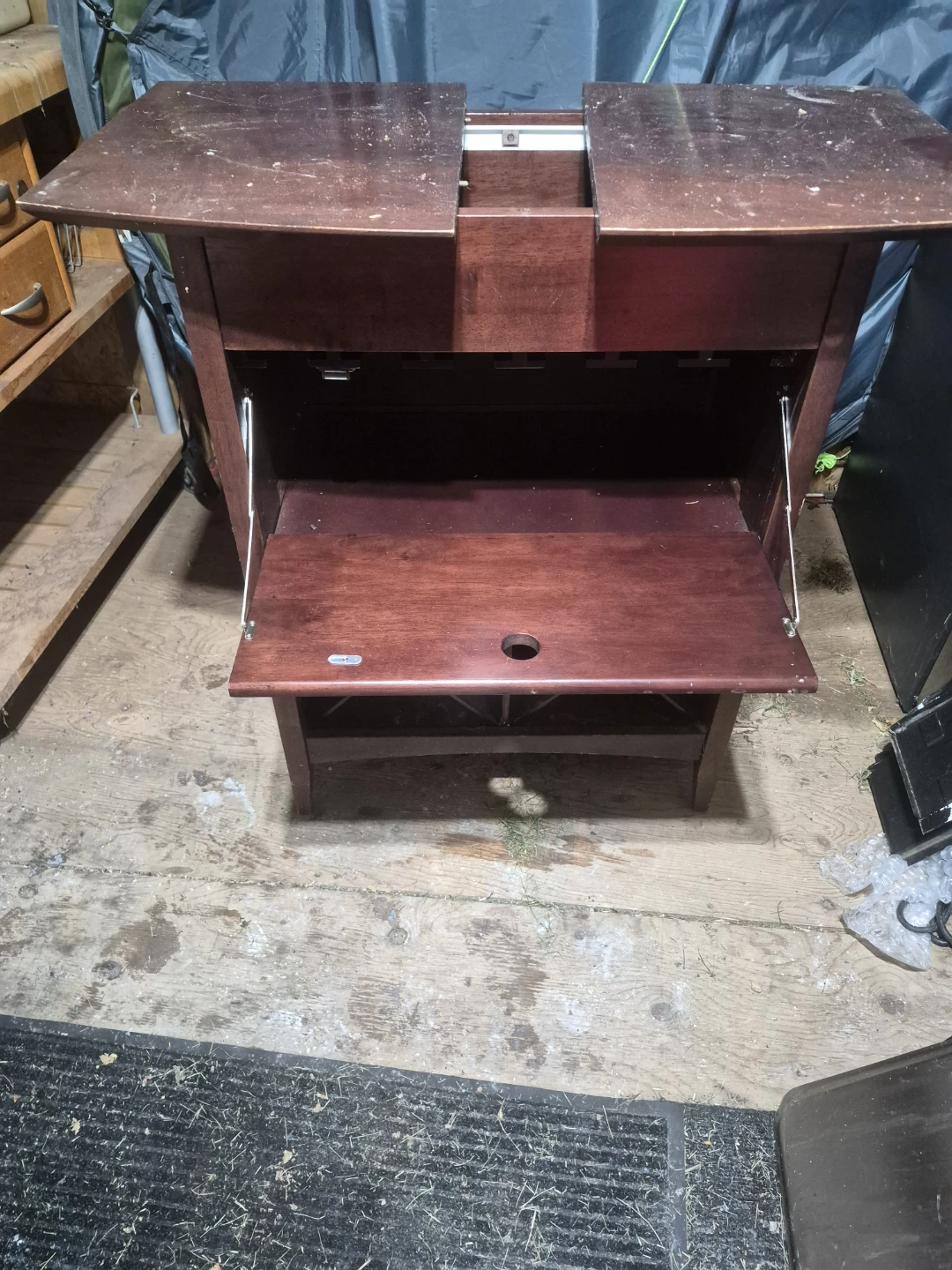 Dark Wood Fold-Out Wine Bar Cabinet - photo 2
