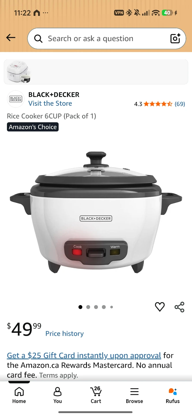 Black+Decker 6-Cup Rice Cooker and Steamer - photo 3
