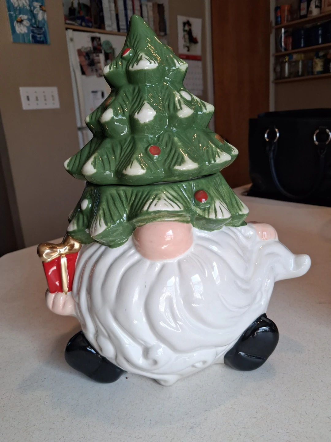 Harry and David Ceramic Christmas Tree Gnome Cookie Jar