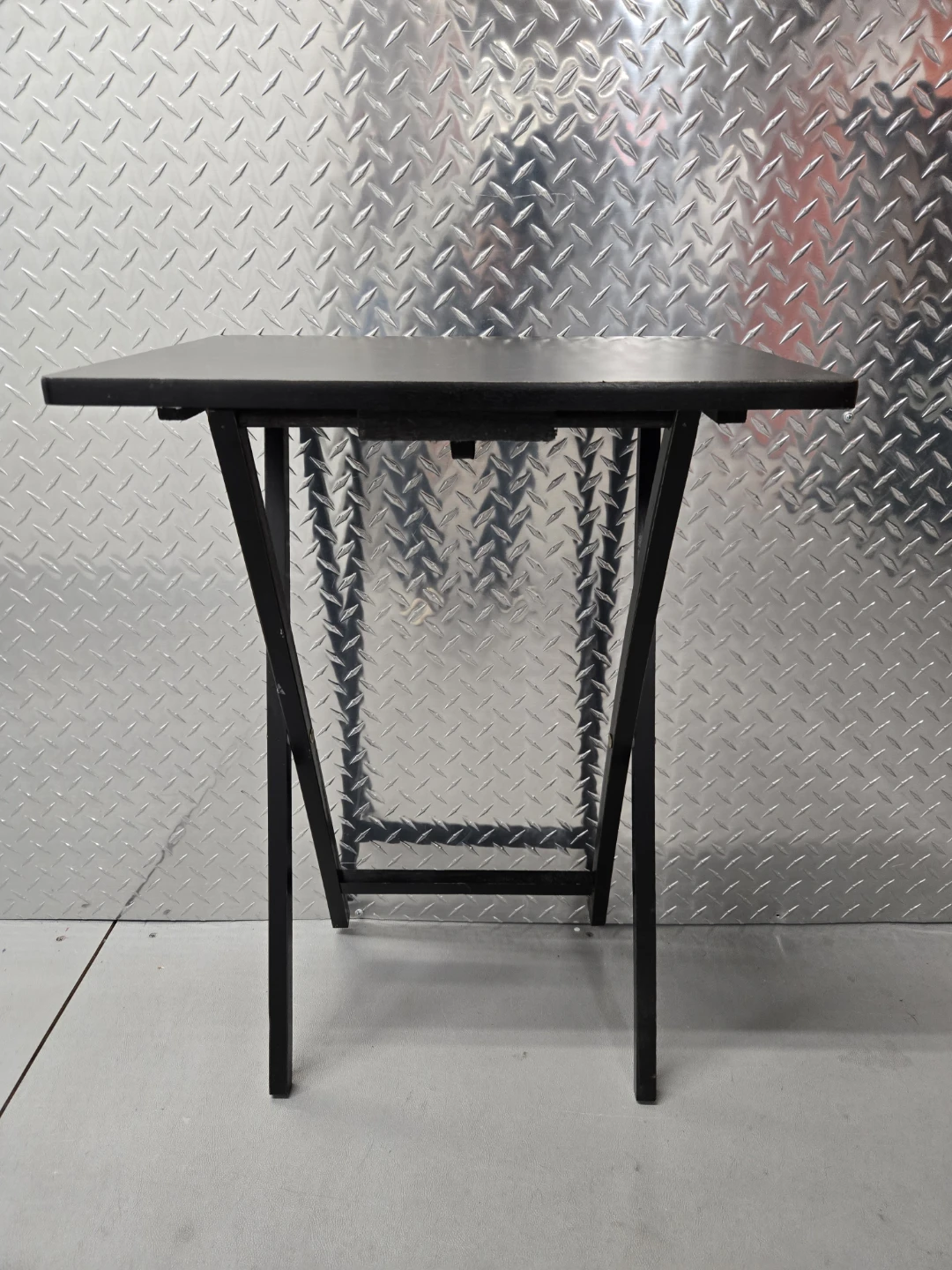 Vintage Matte Black Wood 26” Folding TV Tray Table - photo 2