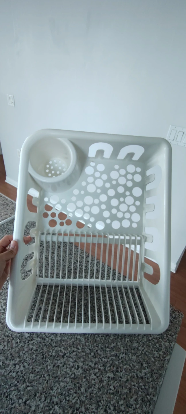 White plastic dish drying rack - photo 3