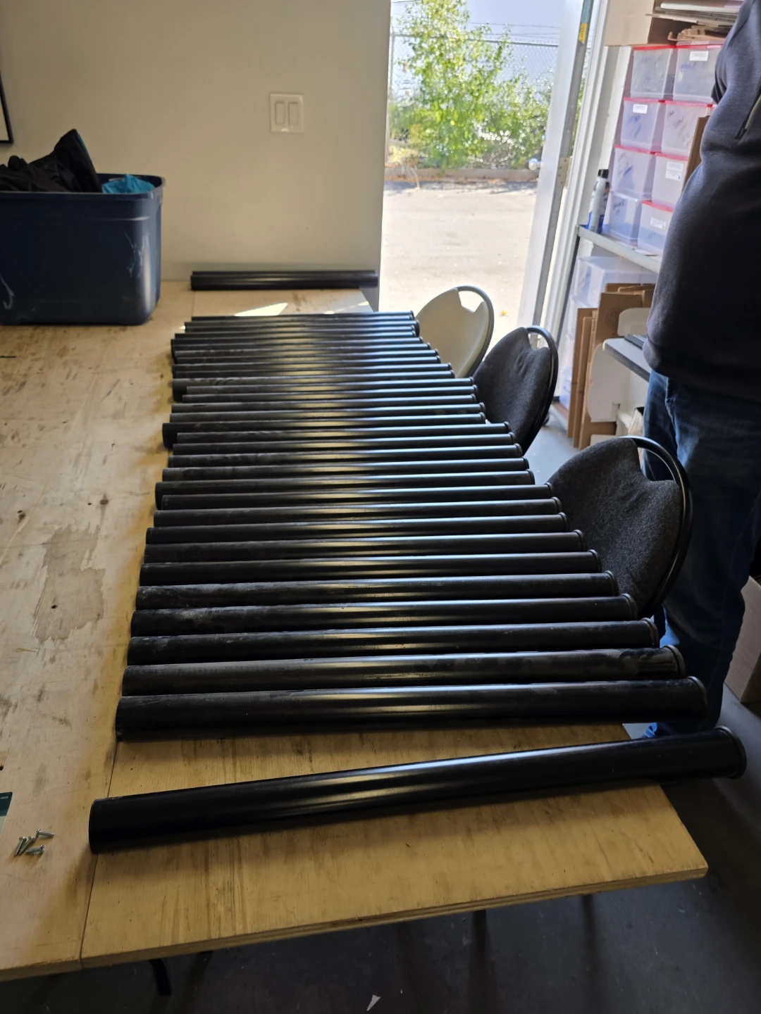 Round metal furniture leg with a black powder-coated finish - photo 3