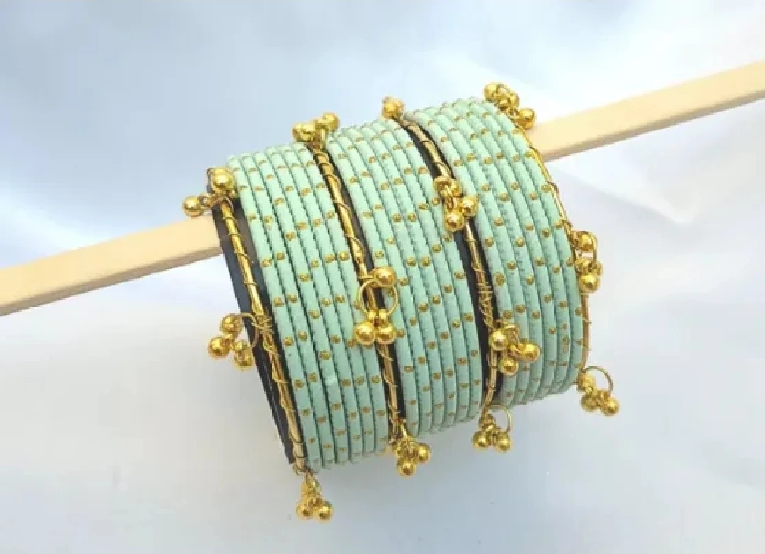 Mint Green and Gold Bangle Set